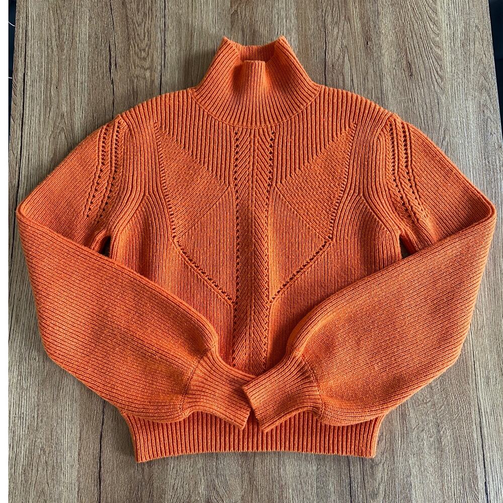French Connection Mock Neck Orange Chunky Size XSmall
